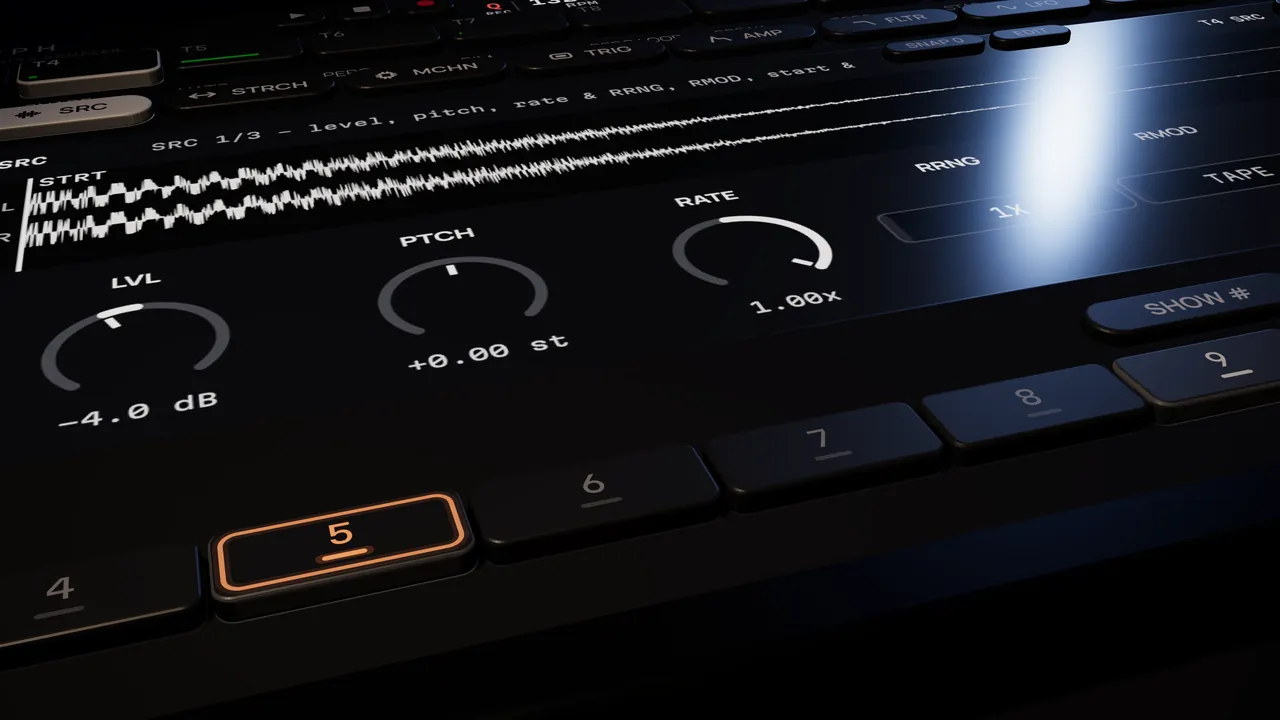 A step on the sequencer, lit and locked to its own sound